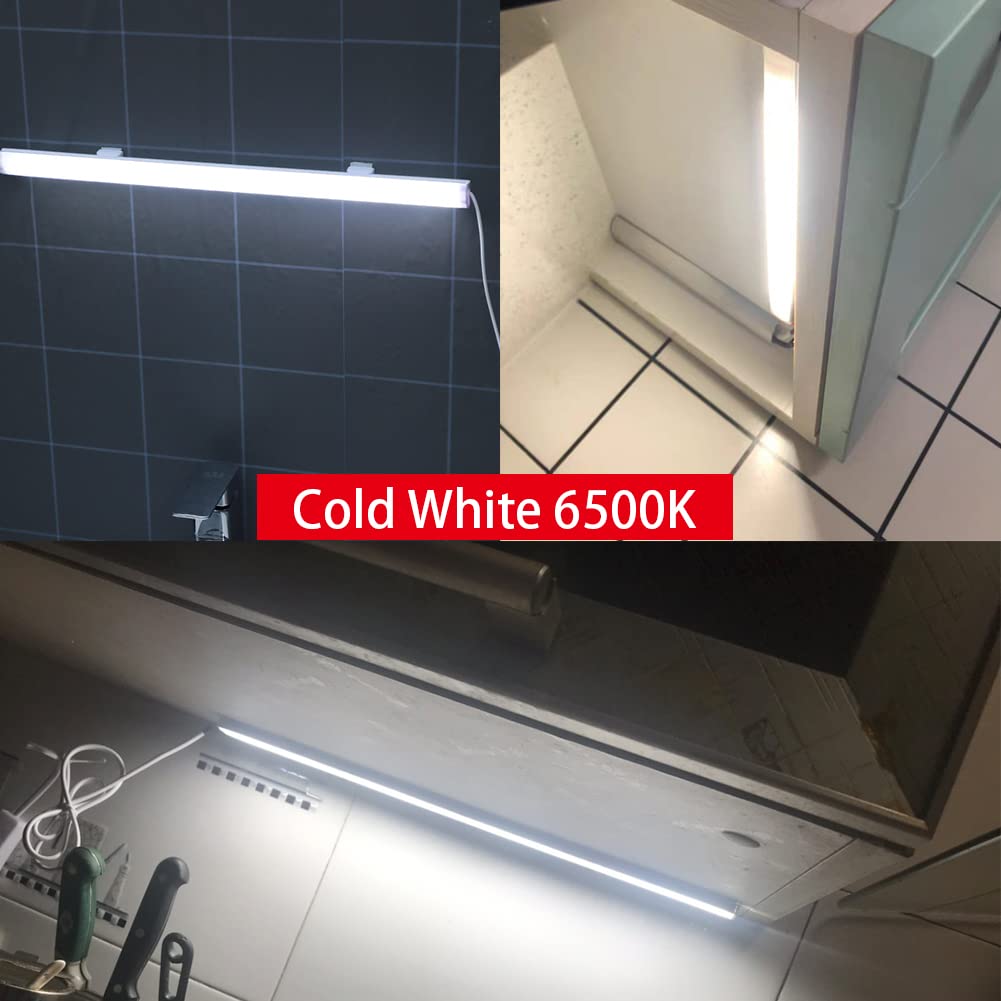 Under Cabinet Light, 12 Inch Plug in LED Closet Light with Memory Function, Cold White 6500K, Super Slim Dimmable Workbench,Under Counter Lights