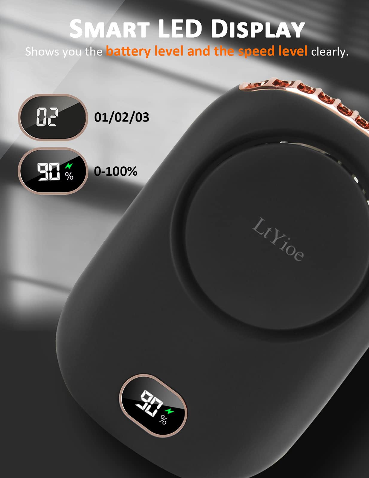 LtYioe Mini Fan Mini Handheld Fan Portable Fans USB Rechargeable, Personal Desk Fan Multifunctional with Strong Airflow, LED Smart Display and 3 Speed