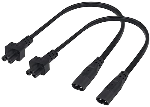 AAOTOKK (2 Pack) IEC 320 C8 to C5 AC Adapter Cable,7.5A 125V Figure 8 Male to Mickey Mouse 3Pole Female AC Power Converter Cable for TV PC Computer…