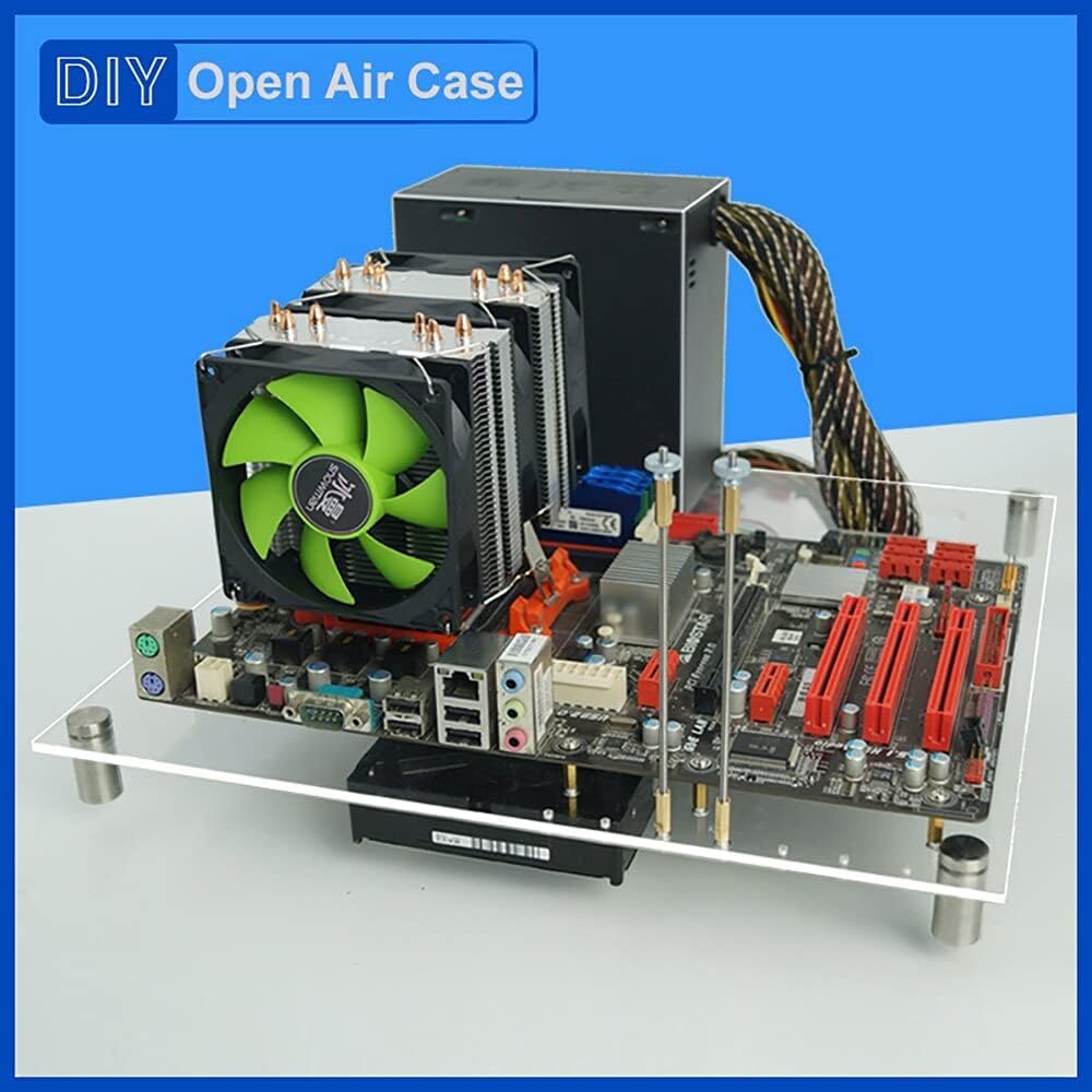 PC Open Chassis Computer Heat Dissipation Case Acrylic ITX Motherboard Test Bench Platform DIY Computer Case with Metal Switch