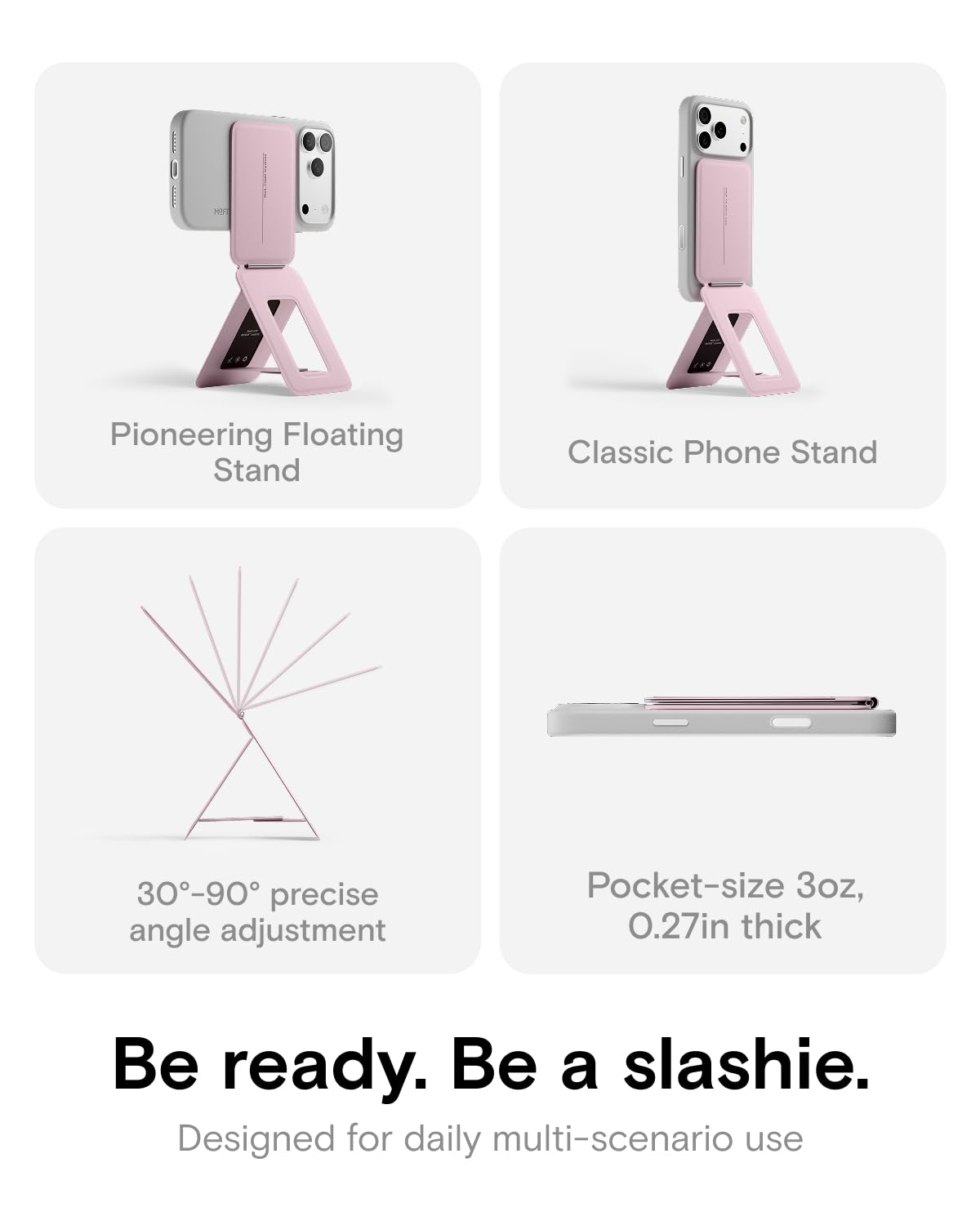 MOFT Phone Tripod Stand Selfie Stick for iPhone, Multi-Angles iPhone Stand, Lightweight & Portable Phone Holder, Strong Magnets, MOVAS Vegan Leather