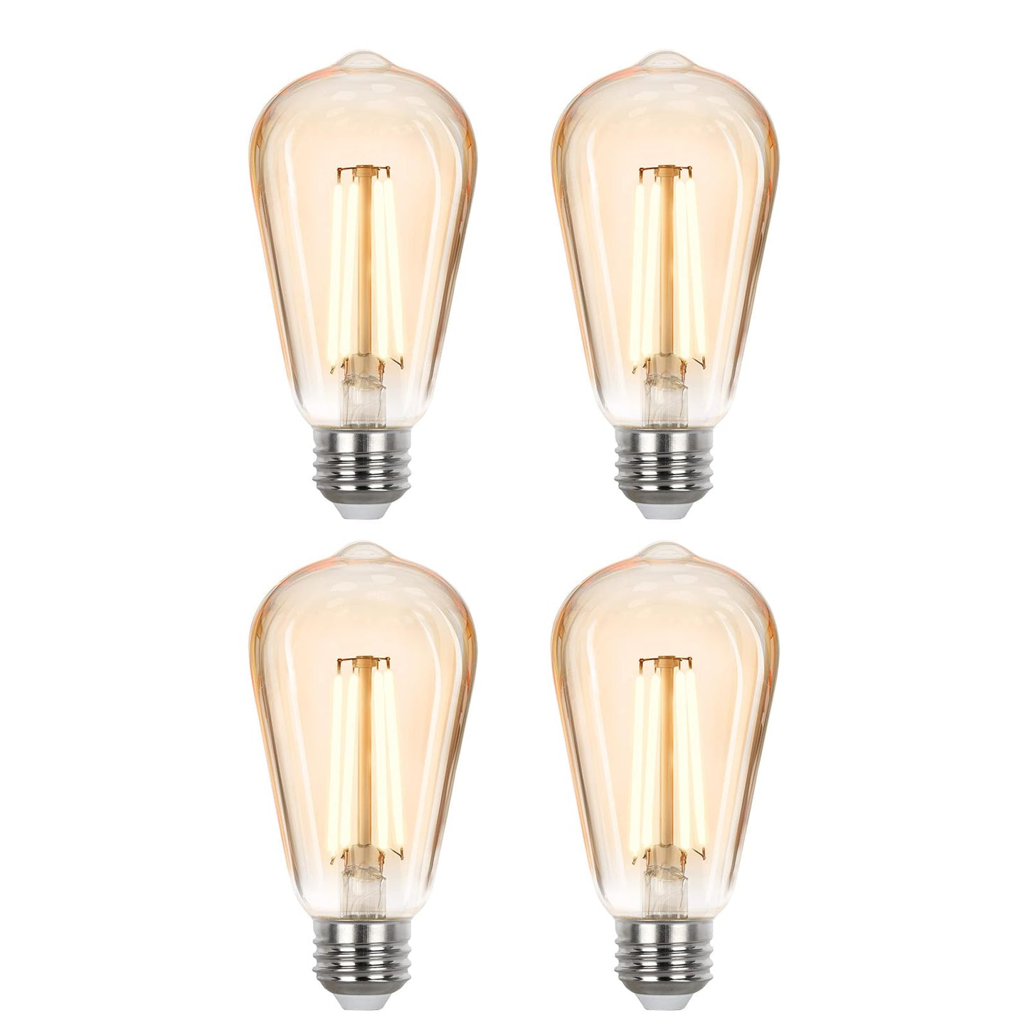 Sigalux Vintage LED Edison Bulbs 40 watt Equivalent, Dimmable E26 Light Bulb 2700K Soft Warm White, Amber Glass ST58 Vintage Bulb, 90+CRI, 4.5W 400LM
