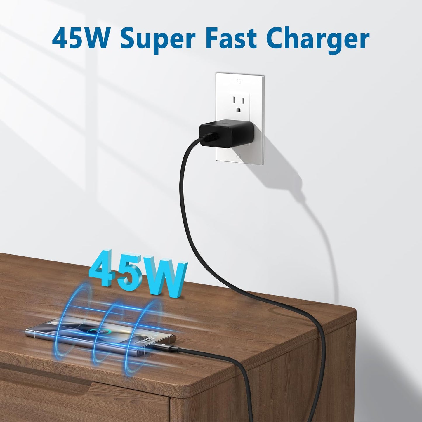 45W USB-C Charger, Super Fast Charger Type C for Sam Sung Galaxy S24 Ultra/S24/S24+/S23 Ultra/S22+/S22 Ultra/S23/S23+/S22 with 5.9FT Cable 2 Pack