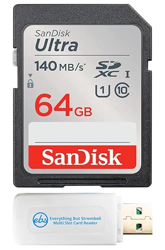 SanDisk 64GB Ultra SDXC Memory Card Works with Sony EOS R100 and Fujifilm X-S20 Mirrorless Cameras (SDSDUNB-064G-GN6IN) U1 C10 FHD Bundle with (1)