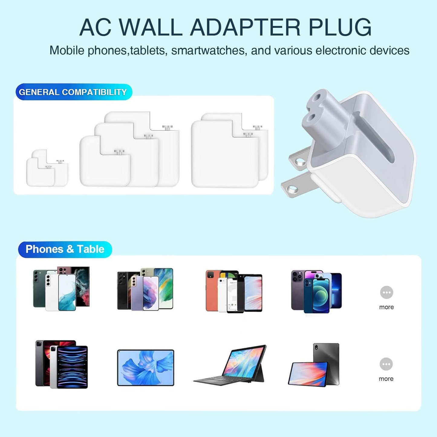 3-Pack Duck Head Wall Adapter Plug,US Standard Plug Duck Head Compatible with Mac Book/Phone/i Pod/i Book Power Adapter