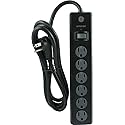 GE General Purpose 6-Outlet Surge Protector, 6 ft Extension Cord, 800 Joules, Twist-to-Close Safety Outlet Covers, Flat Plug, Protected Indicator