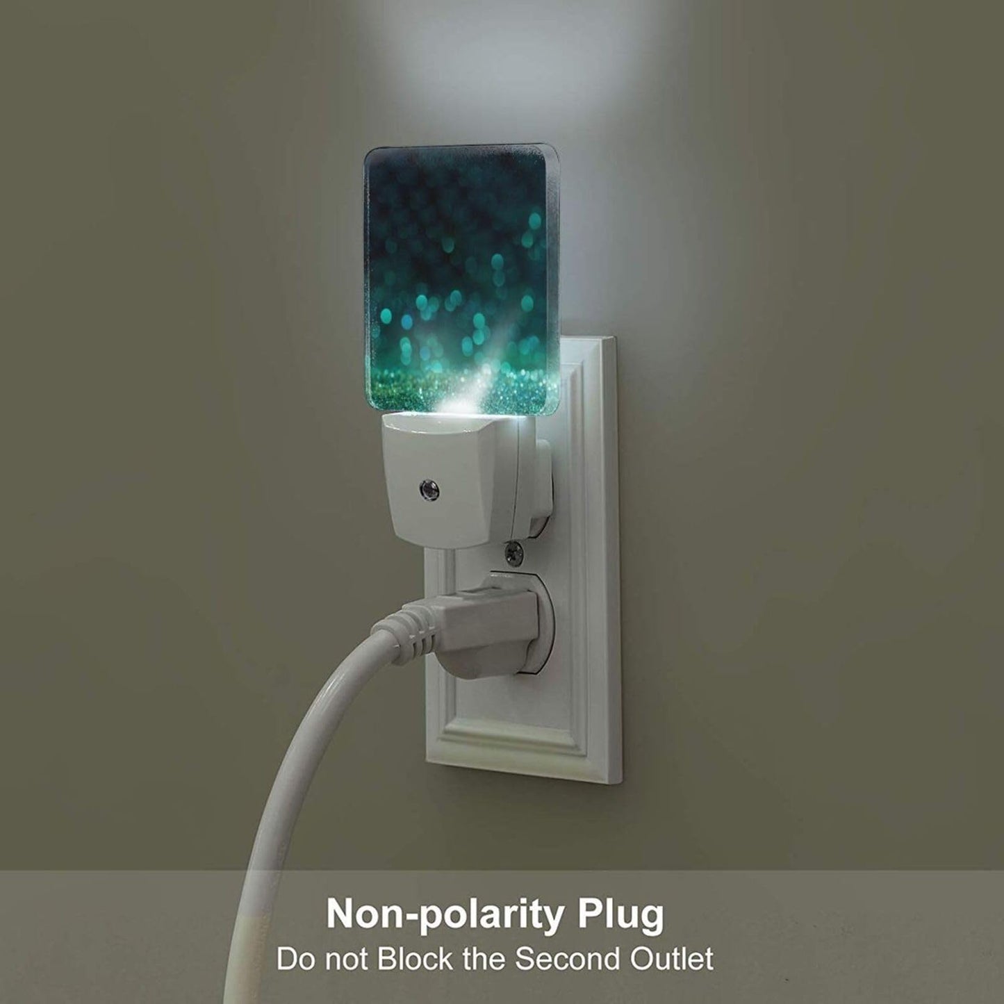 FSHVQKD Green Sparkling Glitter Night Light,Plug Into Wall with Dusk to Dawn Light Sensors, Warm Nightlights for Bedroom, Bathroom, Hallway, Kitchen