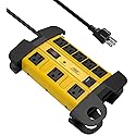 Heavy Duty Surge Protector Power Strip with 2 USB Ports, CRST 8-Outlet Metal Industrial Power Block with 15A Circuit Breaker, 6ft Extension Cord, 1350