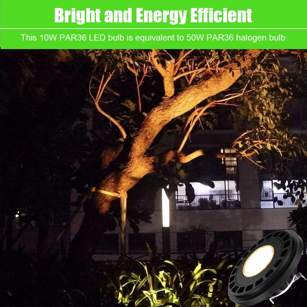 Makergroup PAR36 LED Landscape Light Bulb 10W, 12V Low Voltage Lighting, Waterproof Spotlight for Outdoor Yard Tree Light, In-Ground Well Light, Warm