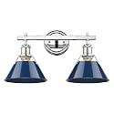 Golden Lighting 3306-BA2 CH-NVY Orwell Bath Vanity, Chrome with Navy Blue Shade- Bathroom Vanity Light, Vanity Lights, Light Fixture, Vanity Lights