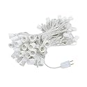 Novelty Lights 100 Foot C9 Outdoor String Light Christmas Stringer - Patio String Lights - Intermediate Base (C9/E17) - 12" Spacing - White Wire