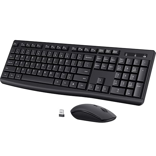 Wireless Keyboard and Mouse Combo, COLIKES 2.4G USB Cordless Mouse and Keyboard, 3 Level DPI Slim Ergonomic, Responsive Plug & Play for Computer