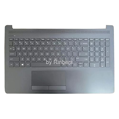 Rinbers 15.6" Laptop Palmrest Upper Case Top Cover with Keyboard and Touchpad Assembly Replacement L20386-001 for HP 15-DA 15-DB 15-DR 250 255 256 G7