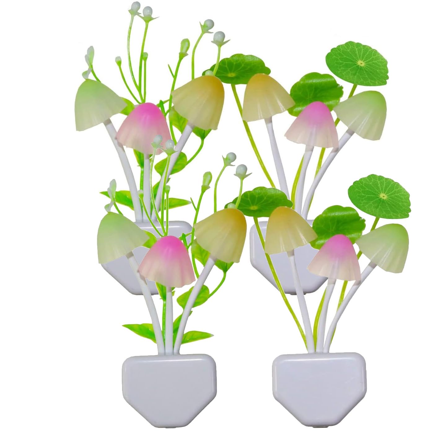 AUSAYE 4Pack Sensor LED Plug in Night Light for Adults Kids , Color Changing Cute Mushroom Flower Wall Lamp