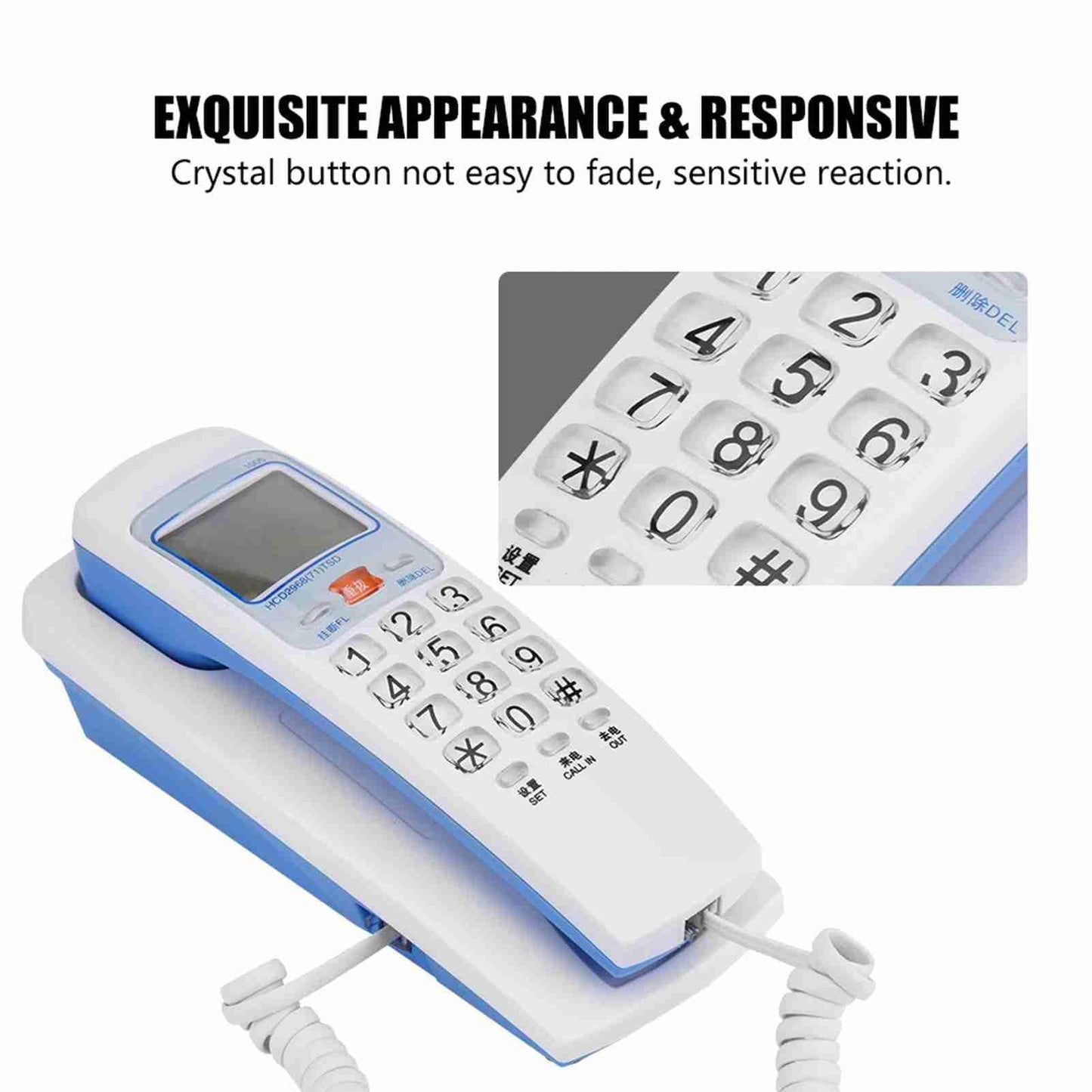 Landline Phone, /DTMF Trimline Corded Phone Caller ID Telephone Corded Phone Desk Put Landline Fashion Extension Telephone White