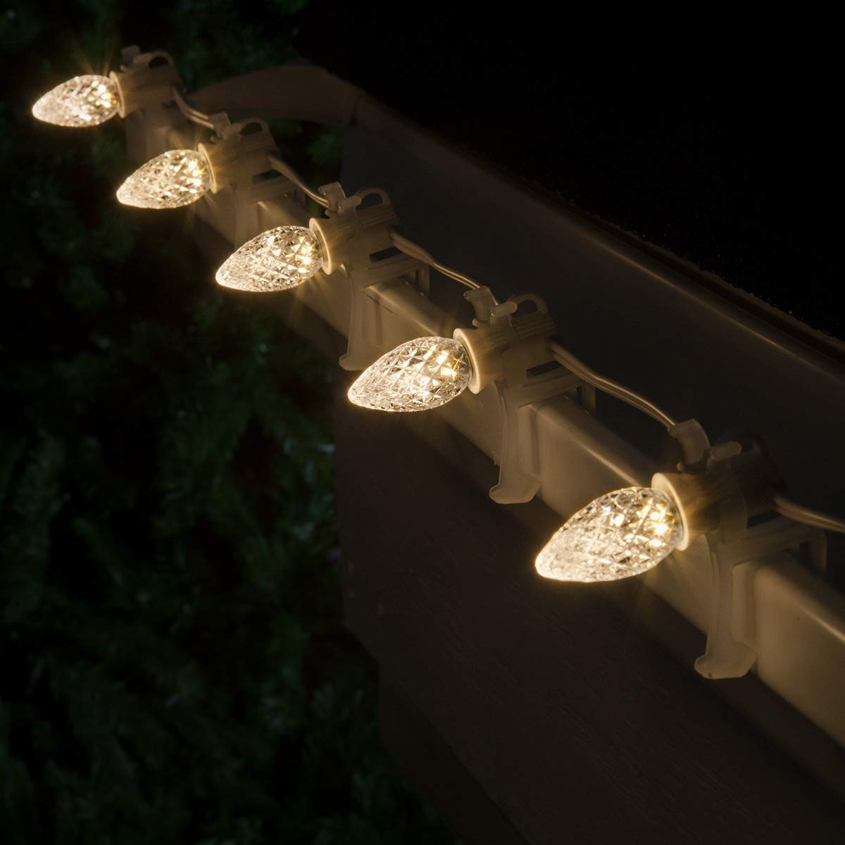 Wintergreen Lighting OptiCore C7 LED Bulbs - 25 Pack Heavy Duty Premium Outdoor Christmas Lights, E12 Base (Warm White Faceted)