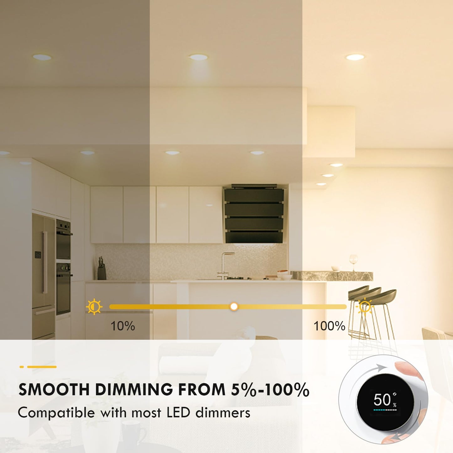 WOWLUMEN Dimmable GU10 LED Light Bulbs, MR16 GU10 Base Bulb Replacement for Recessed Track Lighting, 3000K Warm White 5W 500LM 40° Spotlight