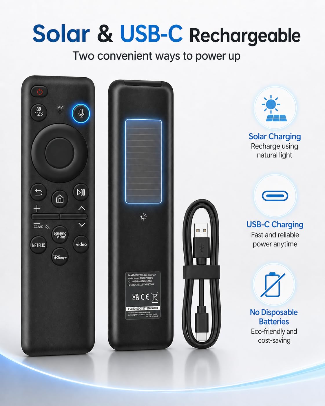 HSHONG BN59-01455A Voice Remote Control Replacement for Samsung Smart TVs, Compatible with QLED OLED Frame TV S95C S90C S95D S90D LS03D Q60 Q70 Q80