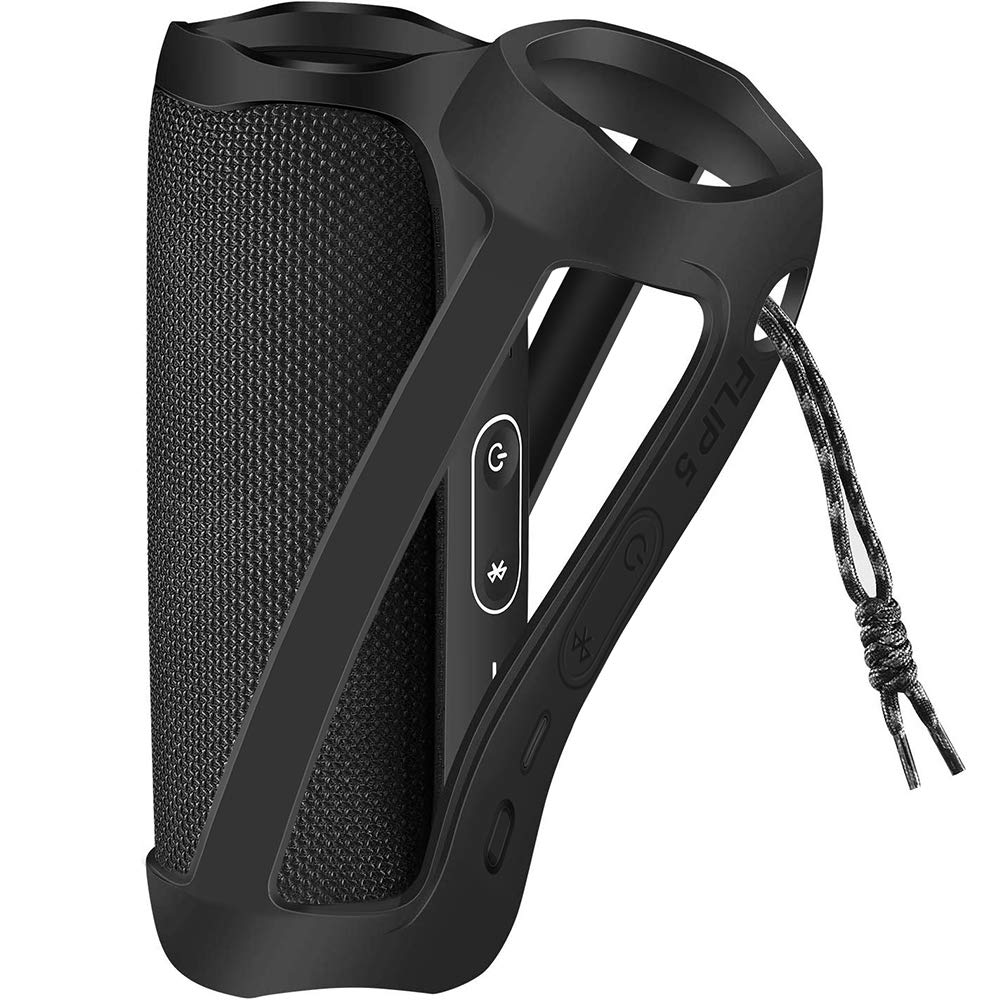 Silicone Case for JBL FLIP 5 Waterproof Portable Bluetooth Speaker, Gel Soft Skin Rubber Cover, Travel Carrying Storage Bag Pouch with Shoulder Strap