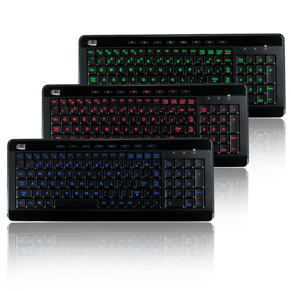 Adesso AKB-120EB SlimTouch 120 3-Color Compact Multimedia Keyboard