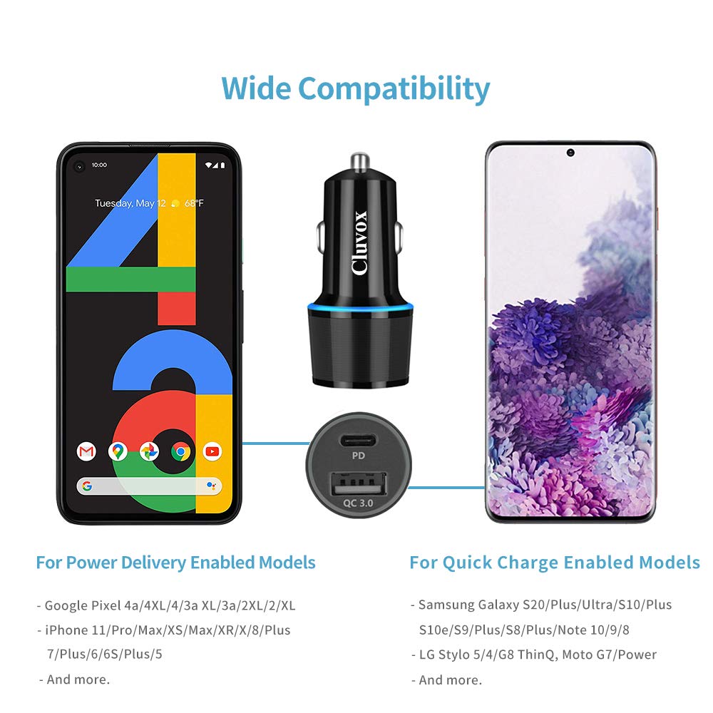 Rapid Type C Car Charger for iPhone 17 Pro Max/16/15, Samsung Galaxy S26/S25, Google Pixel 10/9 Android Phone Car Plug Adapter, 20W Fast USB C