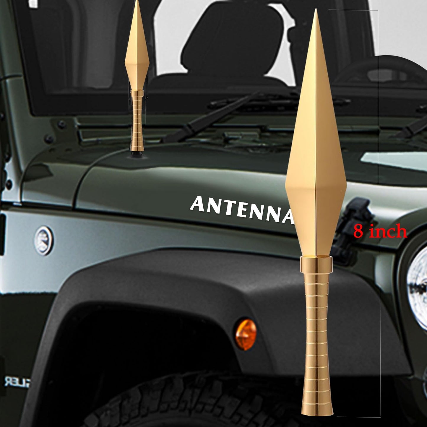 Car Truck Antenna Truck Accessories Silverado 1500 F150 F250 F350 Ram 1500 GMC Sierra 1500 Ranger Short Replacement Antena Custom-Made Styles (Gold)