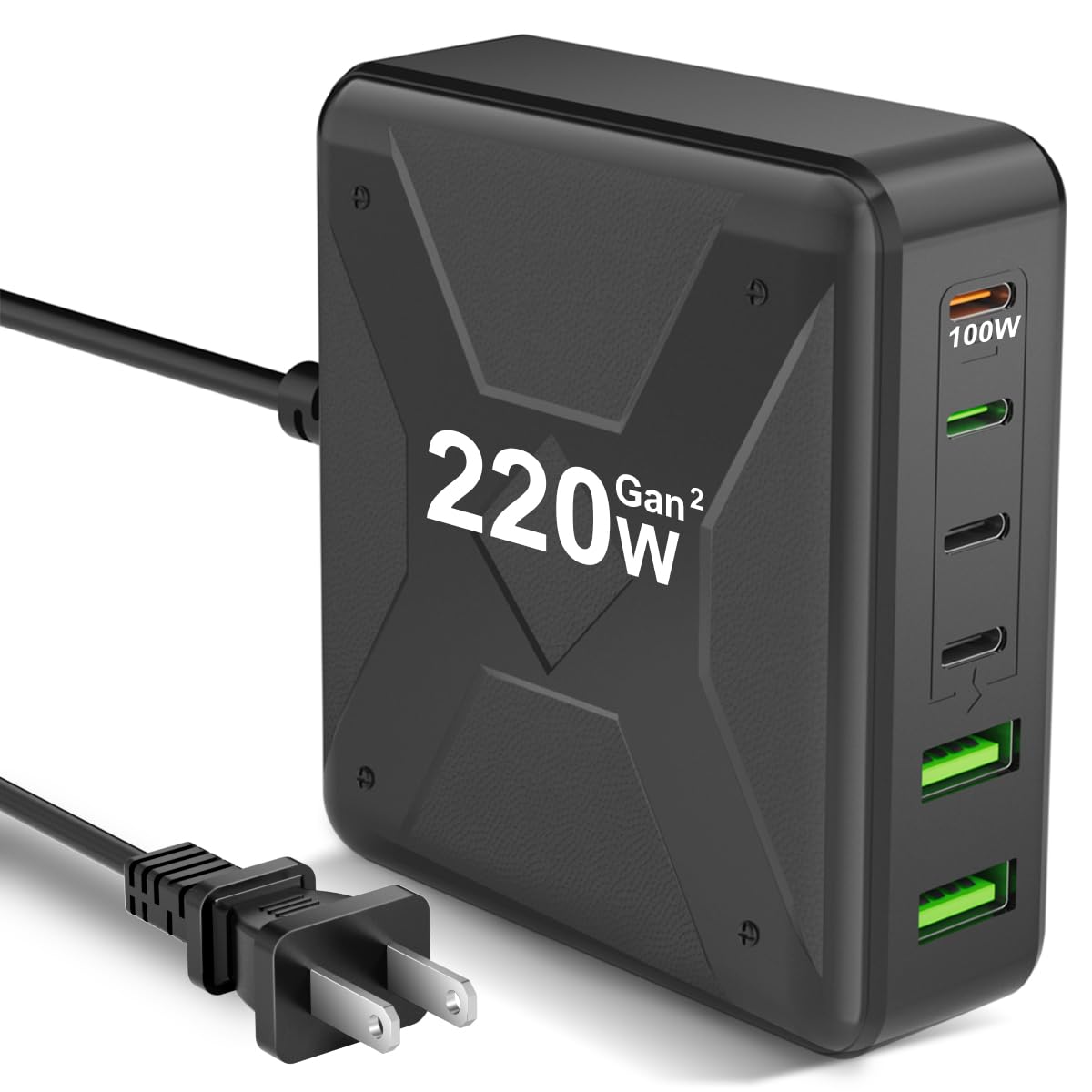 USB C Charger Block, 220W 6-Port Fast Charger, 100W USB C Laptop Charger for MacBook Pro/Air,iPad Series, iPhone 16/15 14/13Pro Max/12 Samsung Galaxy