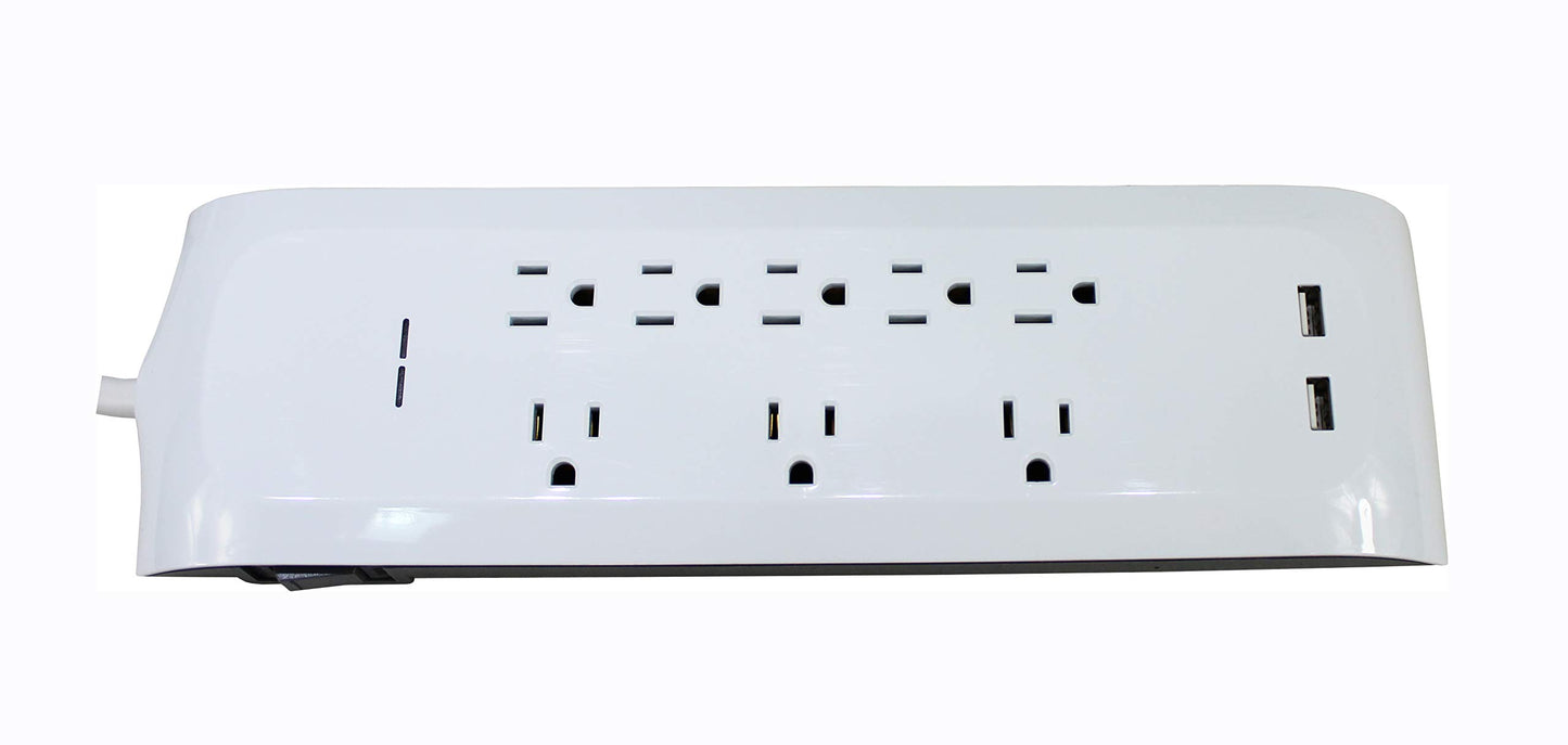 MaxWorks 50390 8-Outlet Surge Protector Power Strip, 900 Joules, 2 USB Charging Ports with 8-Foot Cord, 15A 125V, Heavy-Duty SJT 14/3 for Home