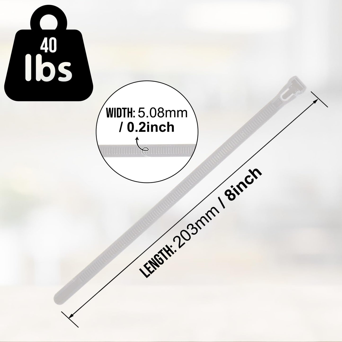 ESC Group -100PCS Releasable Cable Ties - Heavy-Duty, Adjustable & Reusable Zip Ties for Home, Office, or Outdoor Use - 8 Inch Premium Nylon Cable