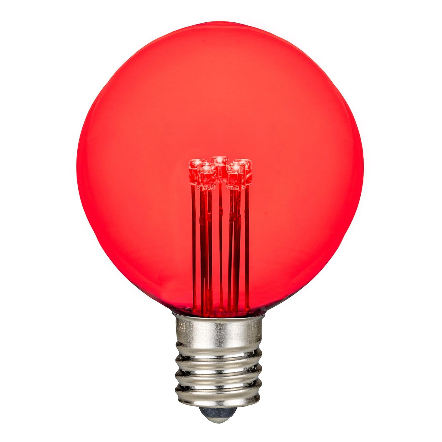 Novelty Lights 5 Pack G50 Glass LED Globe Bulbs, String Light Replacement Bulbs, E17 Intermediate Base, Energy Efficient Outdoor Patio Lighting, Red