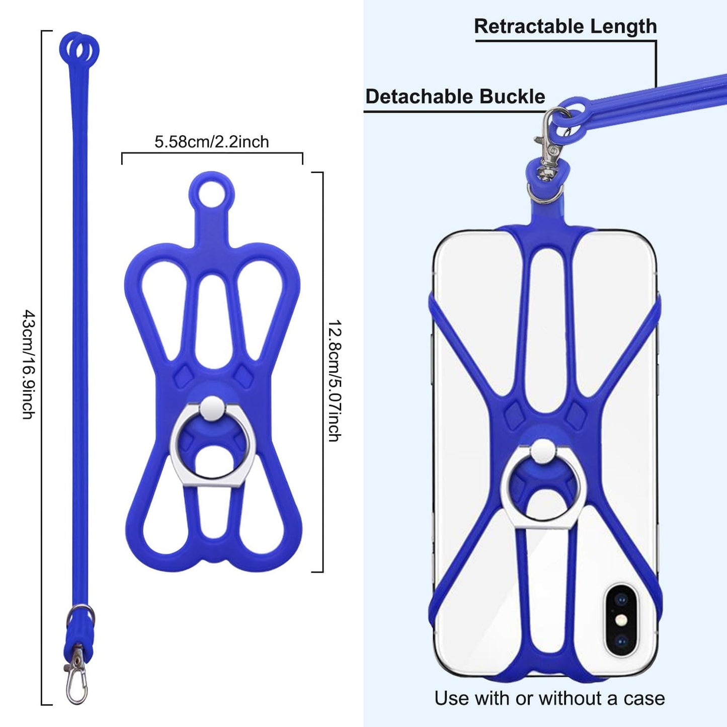 Kinizuxi 2 Packs Cell Phone Lanyard Holder Crossbody Neck Strap with Phone Ring Grip, Universal Smartphone Lanyard for iPhone Lanyards Around the Neck