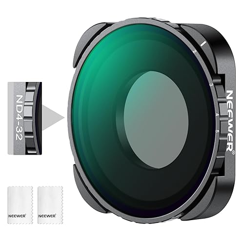 NEEWER Variable ND Filter Compatible with GoPro 13 12 11 10 9, ND4-32 2-5 Stops Screw On Adjustable ND Filter with Multicoated HD Optical Glass, Slim