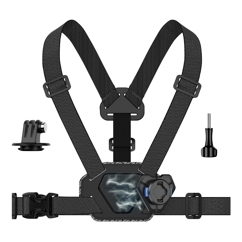 SUREWO Upgraded Magnetic Chest Mount Harness Strap Body Mount Chesty Compatible with Go Pro Hero 13/12/11/10/9/8/7 Black,DJI Osmo Action 5