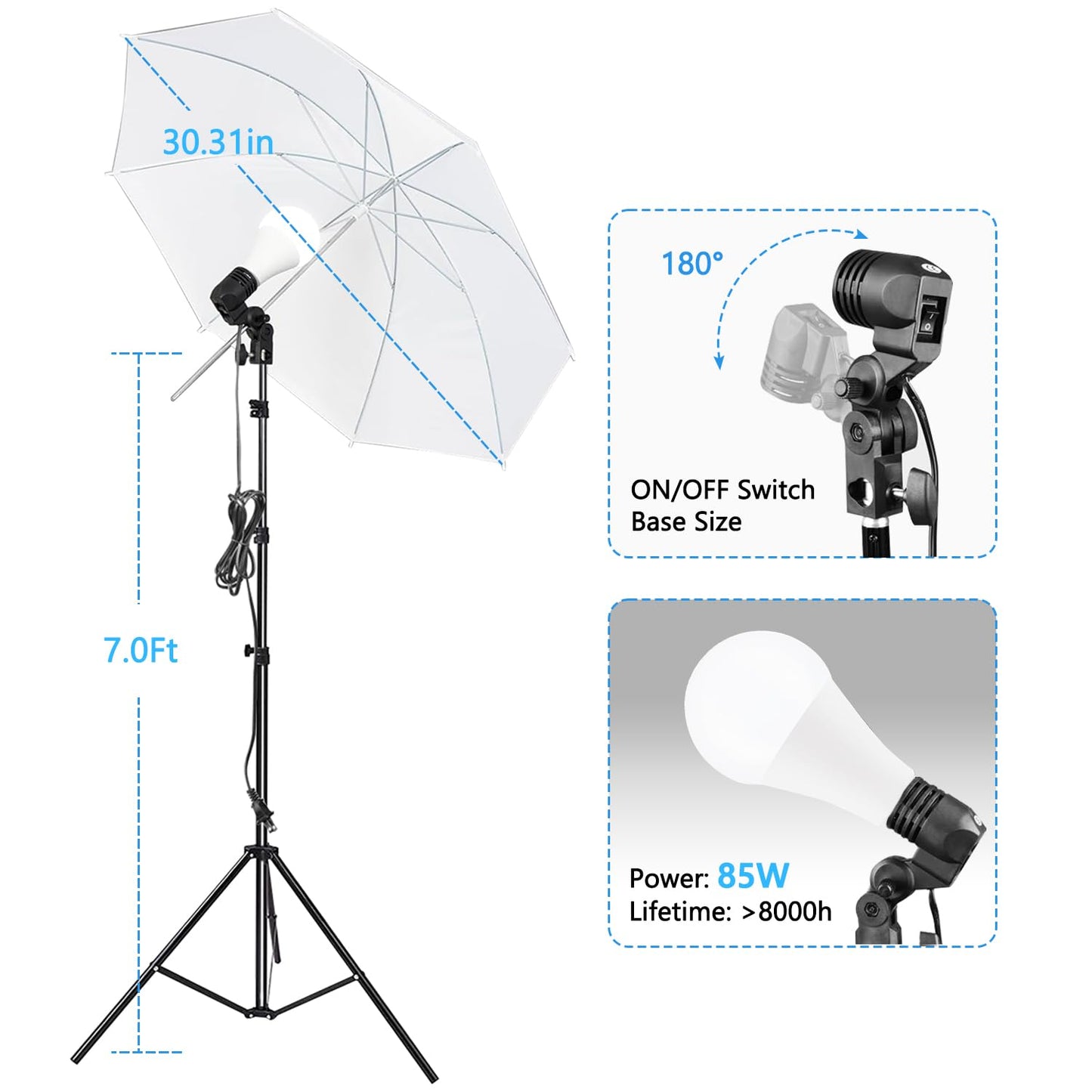 Photography Background Stand Support System with Muslin Backdrop (Chromakey Green Screen kit) 85W 5500K LED Bulb with Umbrella Lighting Kit for Photo