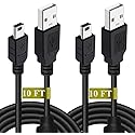 Drimoor 2 Pack 10ft PS3 Controller Charger Cable - Fast Mini USB Data Charging Cord for PS Move PlayStation 3 Wireless Controller, TI84 Plus CE