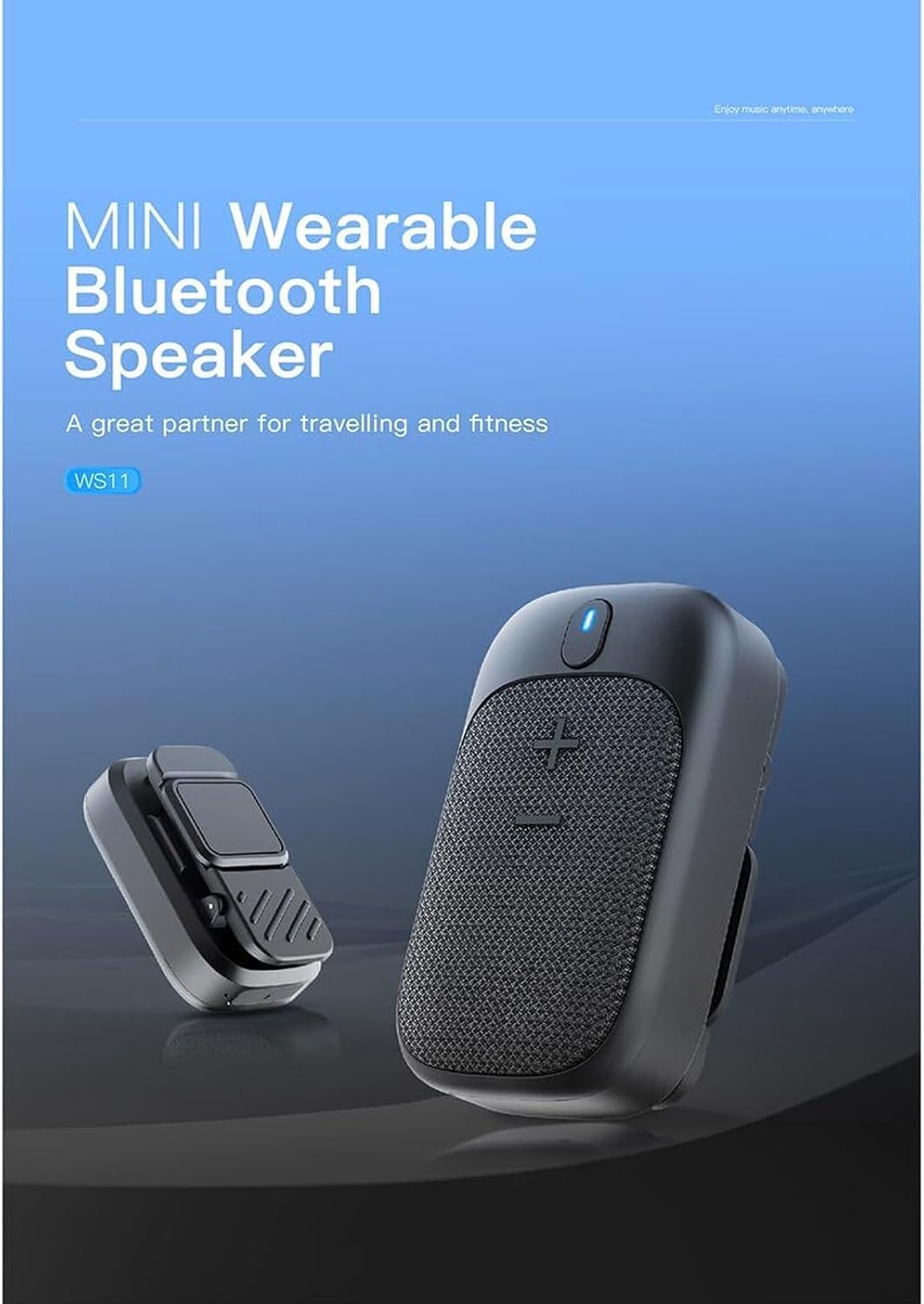 BYDGUMEI Wearable Bluetooth Speaker-miniWaterproof Speaker Cip Type - Buit-in Microphone forHands-Free Music and Call Functions (Blue)