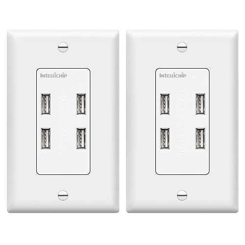 TOPGREENER 5.8A Ultra High Speed USB Quad 4-Port Wall Outlet Receptacle, Compatible with iPhone SE/11/XS/XR/X/8, Samsung Galaxy S20/S10/S9/Note