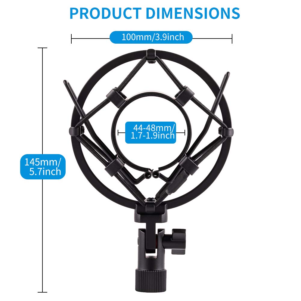 LYRCRO Microphone Shock Mount, Mic Anti-Vibration Suspension Shock Mount Holder Clip for 44mm-49mm Diameter Condenser Mic like MXL V67G V67i V69M V87