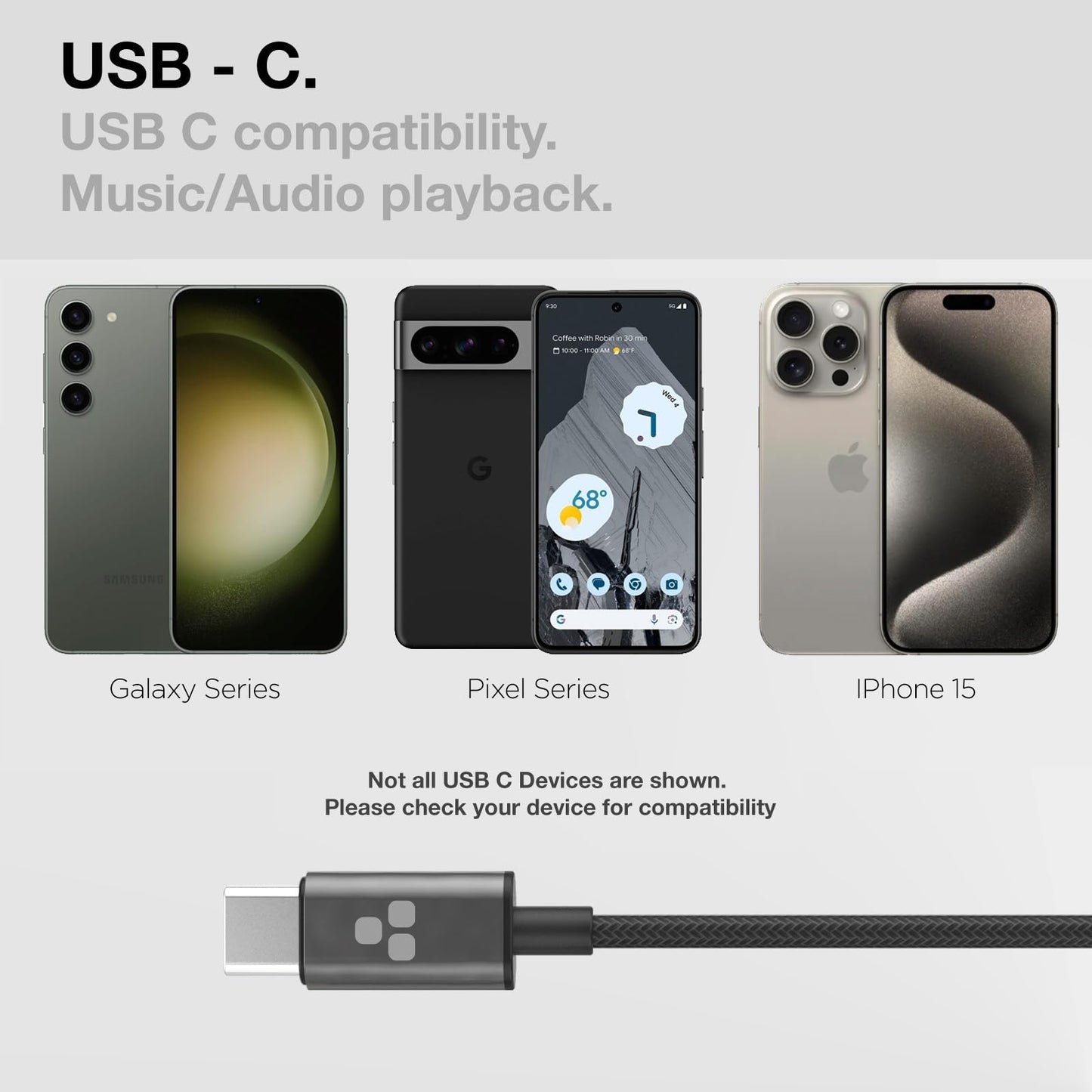 ENCASED USB-C Over Ear Headphones Wired (V200 Pro) Closed Back Studio DJ Monitor Earphones, USB Type-C Connector with Mic, Volume Remote (50mm…