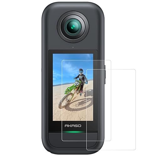 AKASO Screen Protector 360 Camera (2 Pack), Tempered Glass LCD Display Film Screen Protective Cover, Ultra HD, 9H Hardness, Scratch Resistant