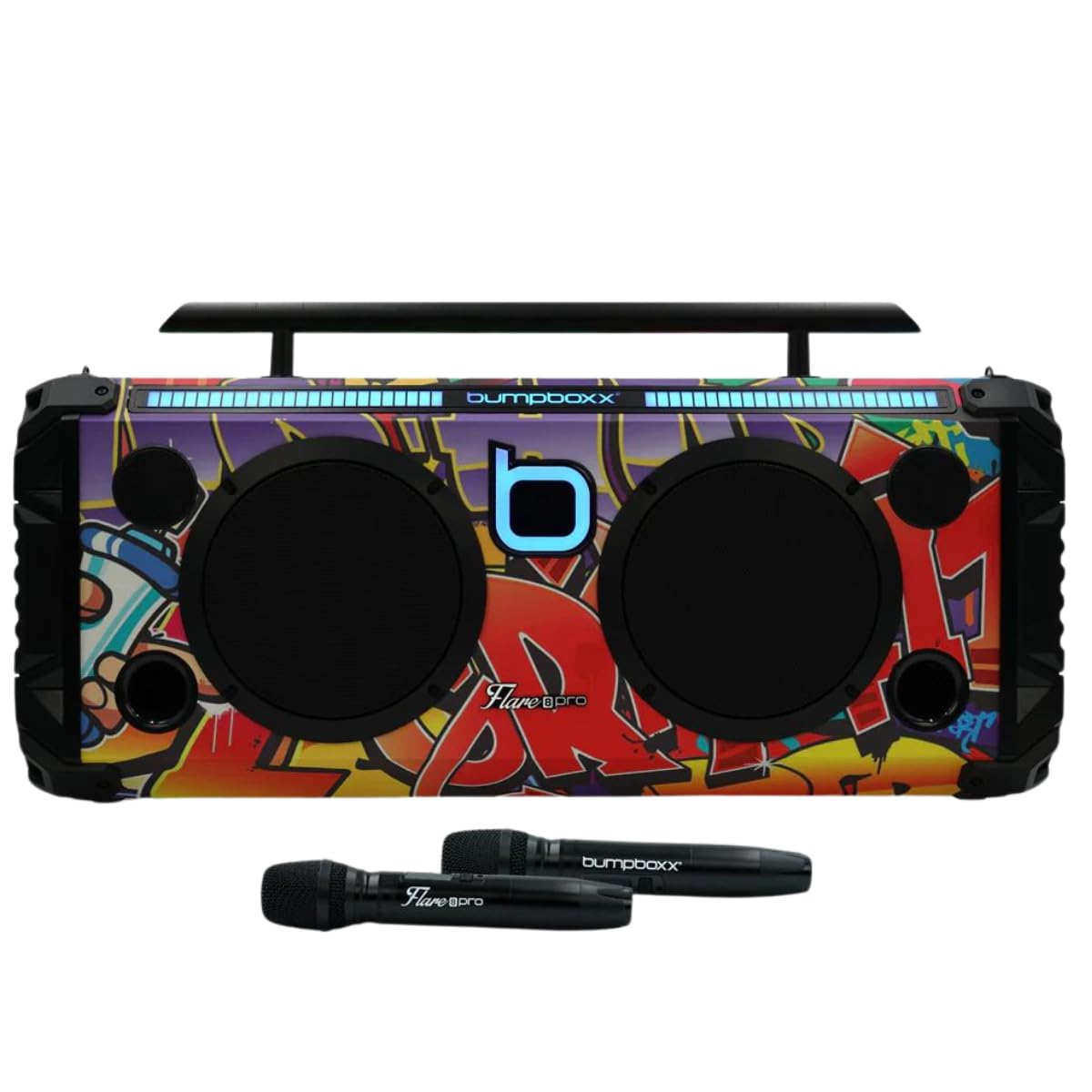 Bumpboxx Bluetooth Portable Speaker Boombox Flare8 Pro NYC Graffiti | Retro Boombox with Bluetooth Speaker | Rechargeable Lithium Battery | Includes 2