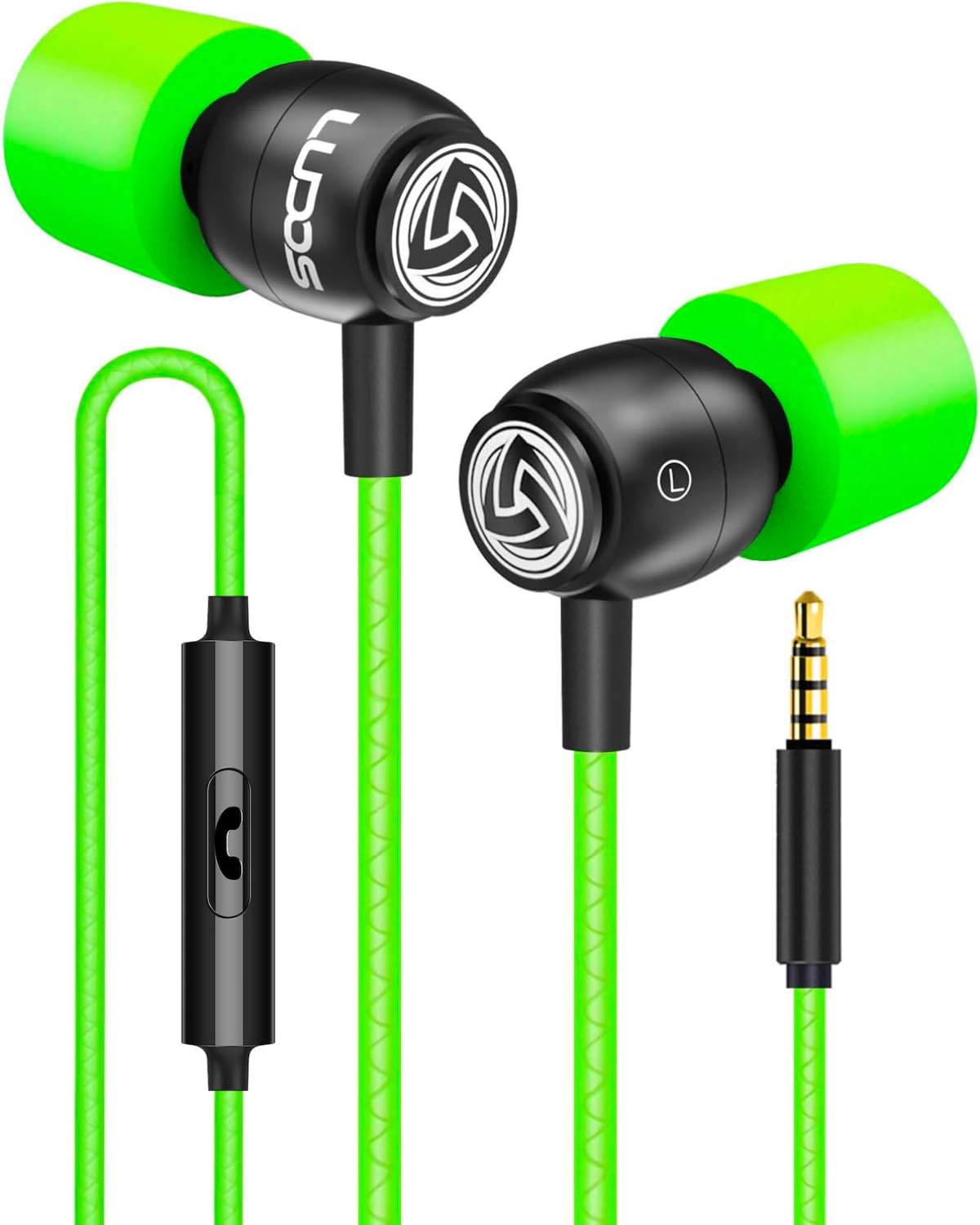 LUDOS Clamor Wired Earbuds in-Ear Headphones, 5 Years Warranty, Earphones with Microphone, Noise Isolating Ear Buds, Memory Foam for iPhone, Samsung