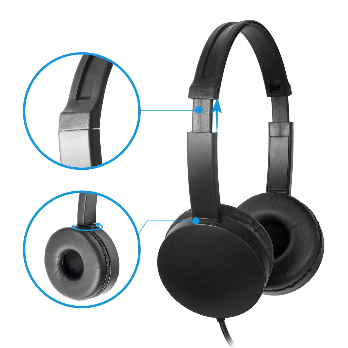 Kaysent School Headphones for Classroom Students - (KHPC-24B) 24 Packs Black Color Kids' Headphones for School, Library, Computers, Children…