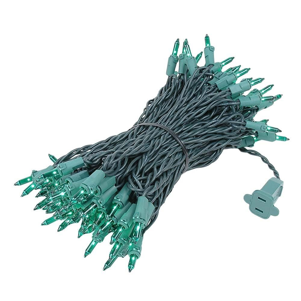 Holiday Essence - 100 Green Christmas Light Set String Lights with Green Wire Professional Grade Indoor and Outdoor Use Decorate Christmas Trees