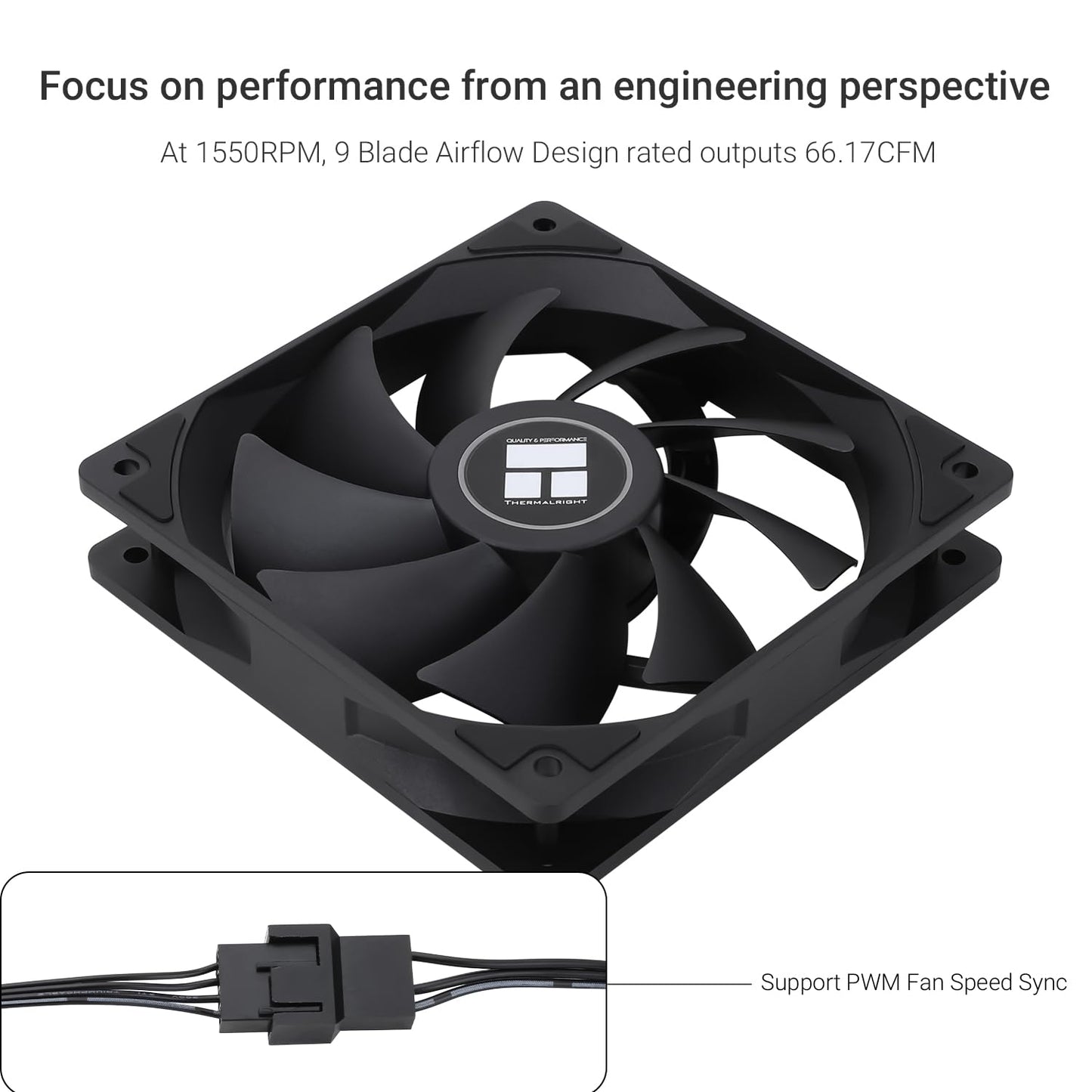 Thermalright TL-C12C X5 CPU Air Fan, 120mm Case Cooler with 1550RPM Speed PC Cooling, in The Unlit Version,5-Fan Packs(120mm,Black)