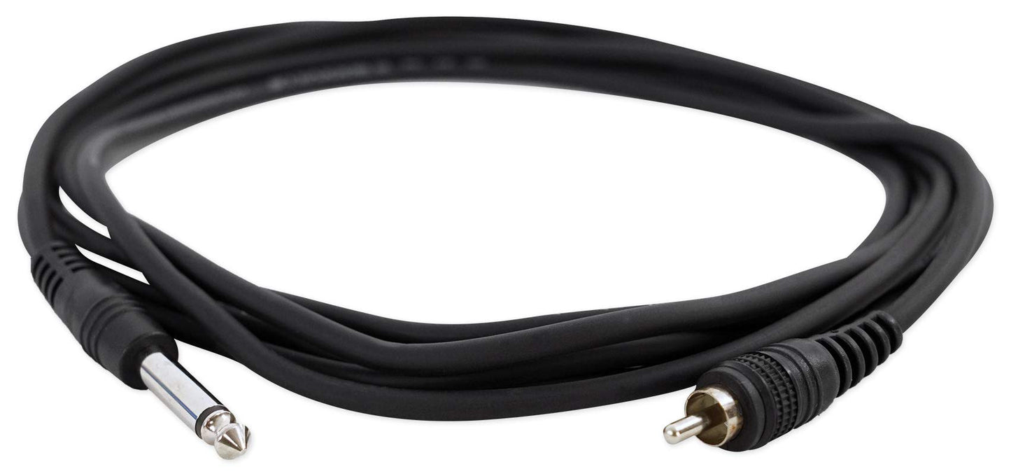 Rockville RCQ10 1/4" TS to RCA 10ft Cable, 100% OFC Copper, Durable PVC Jacket, Low Noise, High Signal Clarity, for Studio and Home Audio