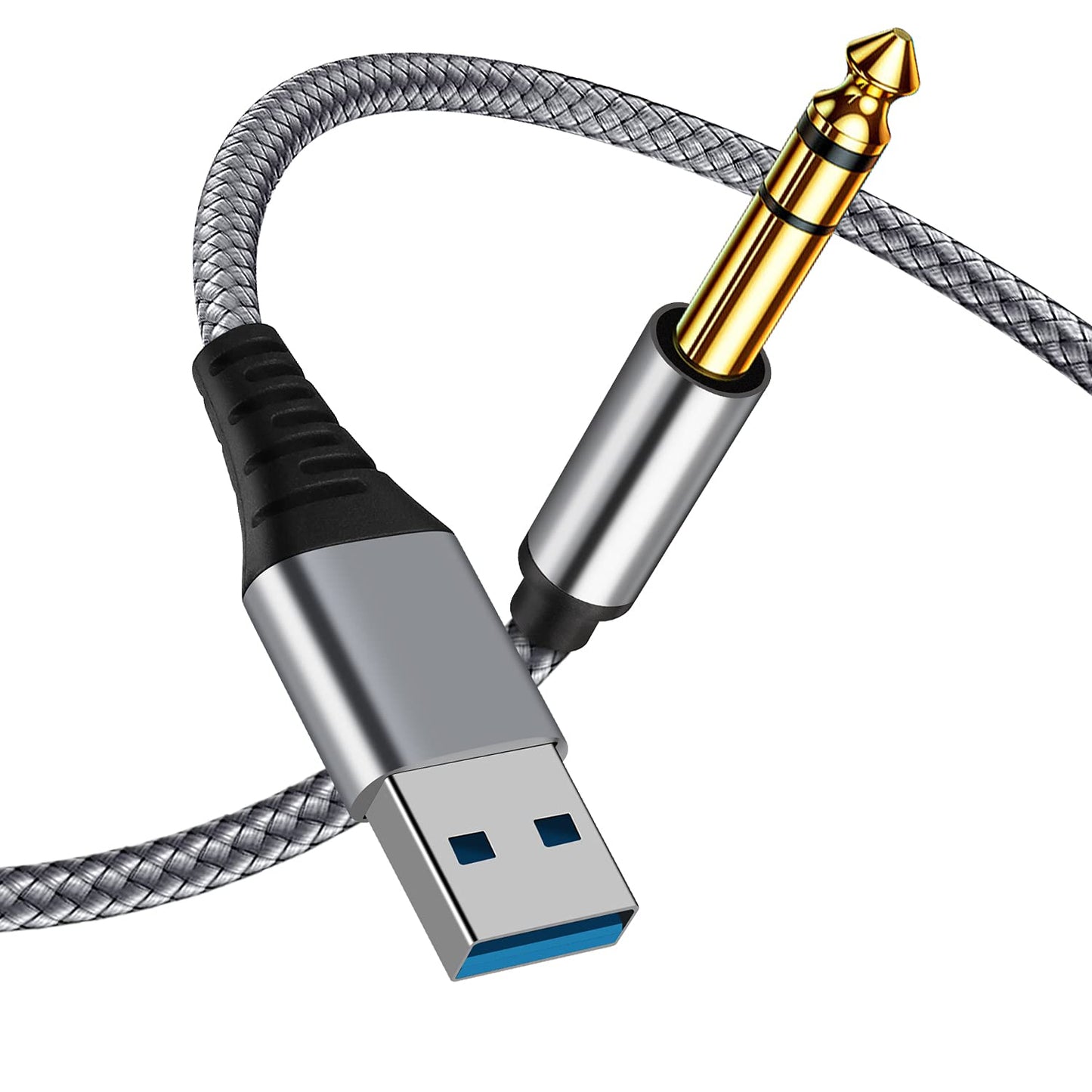 NCGGY USB to 6.35mm 1/4 inch TRS Audio Stereo Cable 6.6FT,USB-A to 1/4 Audio Adapter Aux Jack Stereo Cable for Laptop, WindowsAmplifier, Mixer, Home
