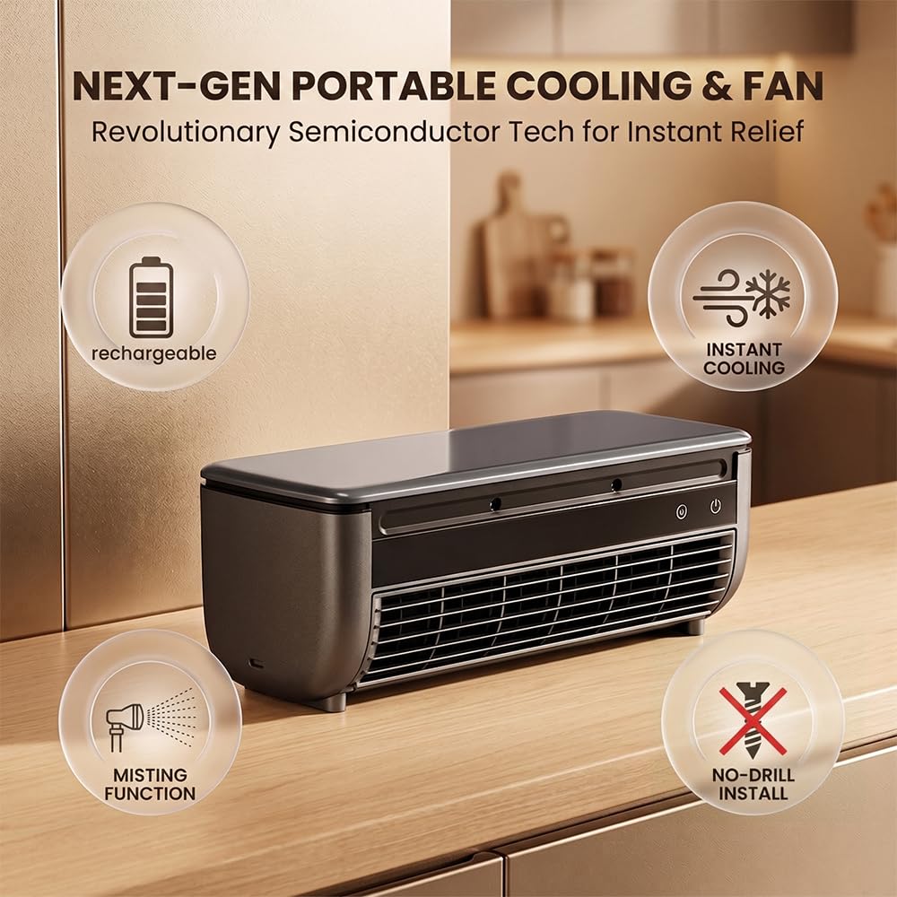 Mini Portable Air Conditioner Fan, Personal Air Cooler Mist Fan,1 set grey