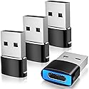 TiMOVO USB to USB C Adapter with LED Light, 4 Pack USB A Male to USB C Female Adapter 27W Fast Charging for iPhone 16e/16/15 Pro Max Plus, AirPods…