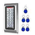 Door Access Control System Stand-Alone Password Keypad + 5PCS Proximity Keychains, Support 2000 Users Card Reader, Weatherproof, Backlight, Zinc Alloy